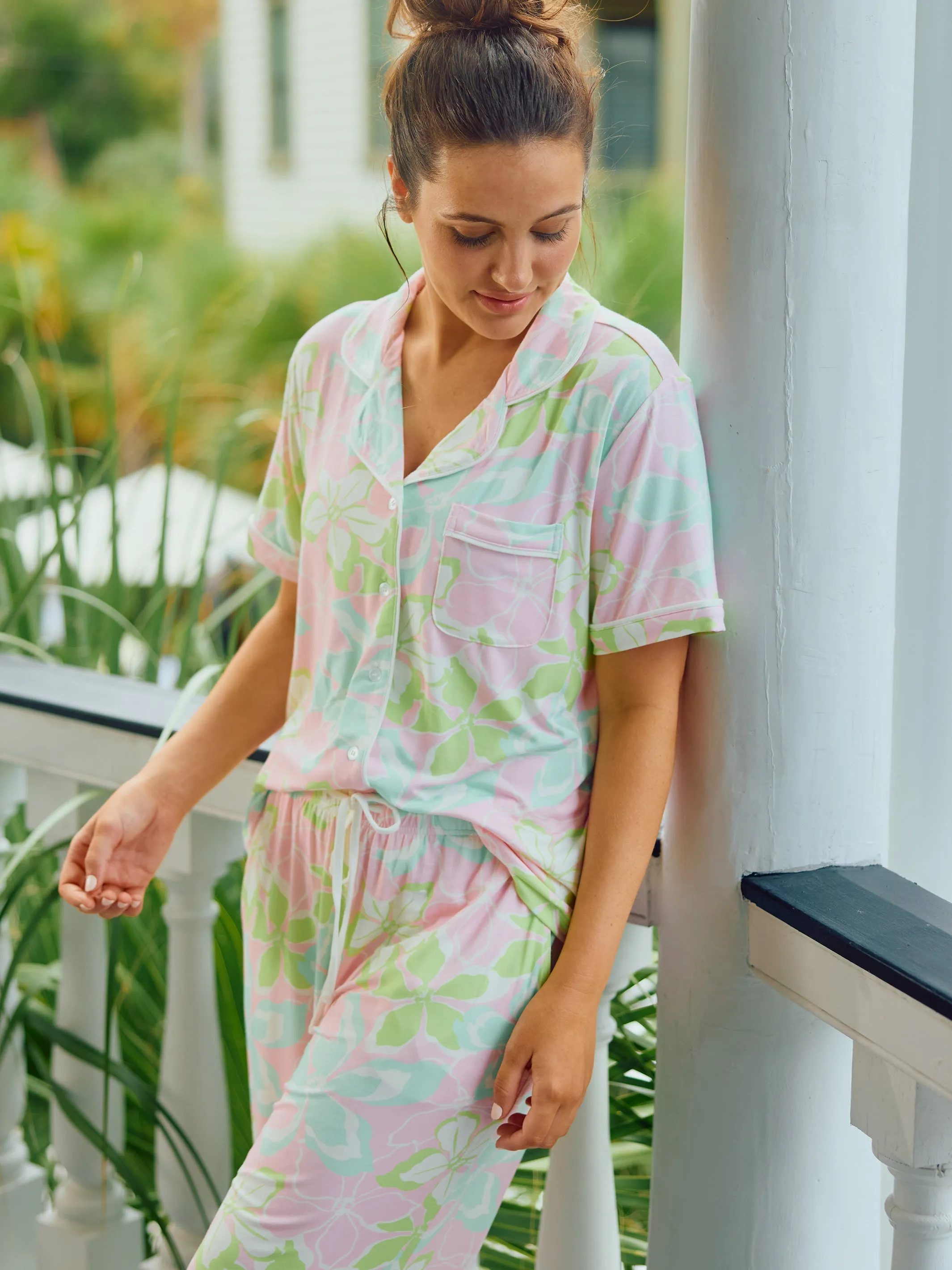 Women's Charlotte Pants Set | Tropical Bouquet Pink sold by Mary Square product image thumbnail 2