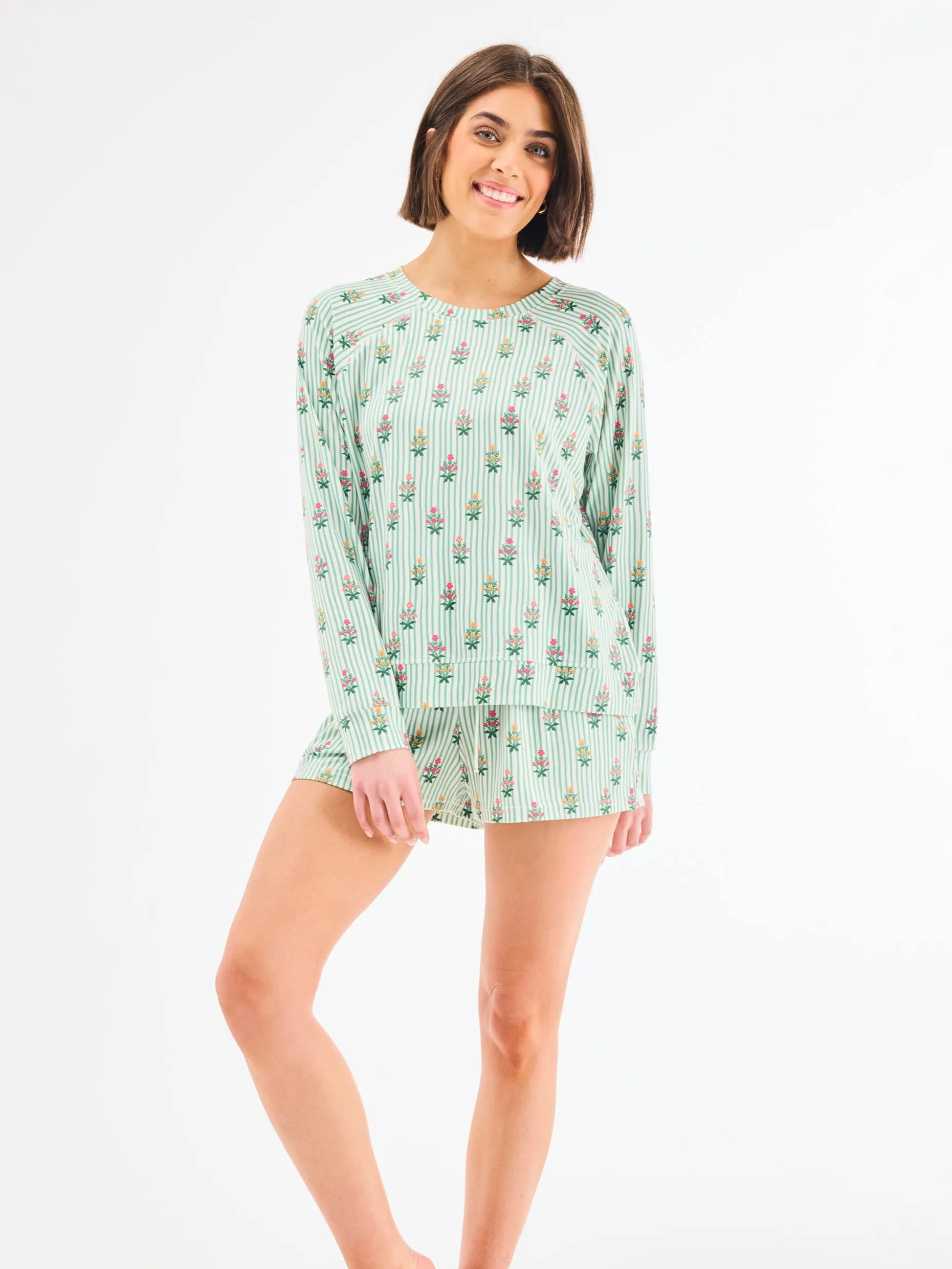 Women's Annie Shorts Set | Cottage Stripes Green sold by Mary Square product image thumbnail 4