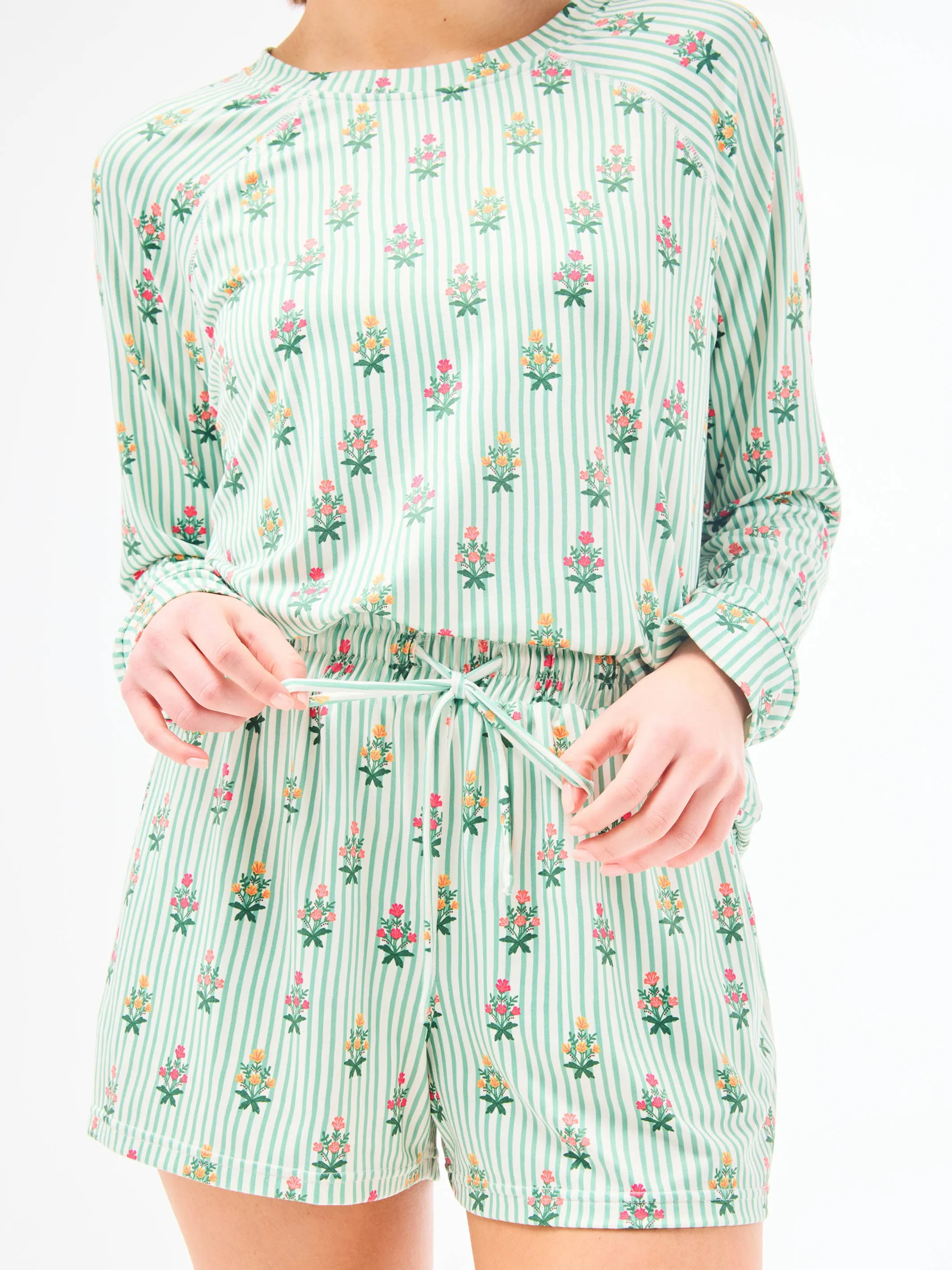 Women's Annie Shorts Set | Cottage Stripes Green sold by Mary Square product image thumbnail 3