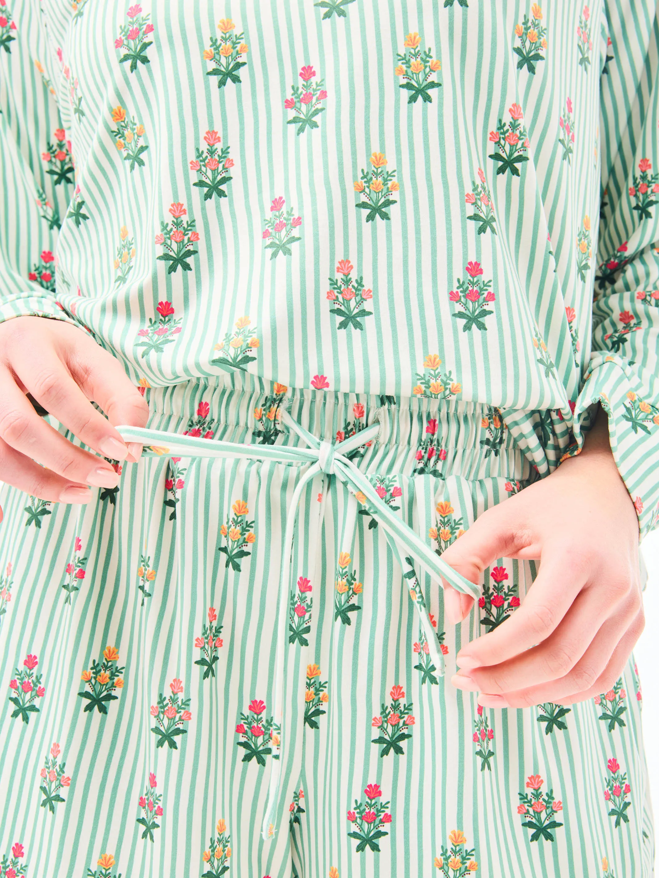 Women's Annie Shorts Set | Cottage Stripes Green sold by Mary Square product image thumbnail 5