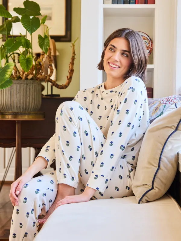 Sophie Jogger Pants Set | Floral Foulard Navy sold by Mary Square