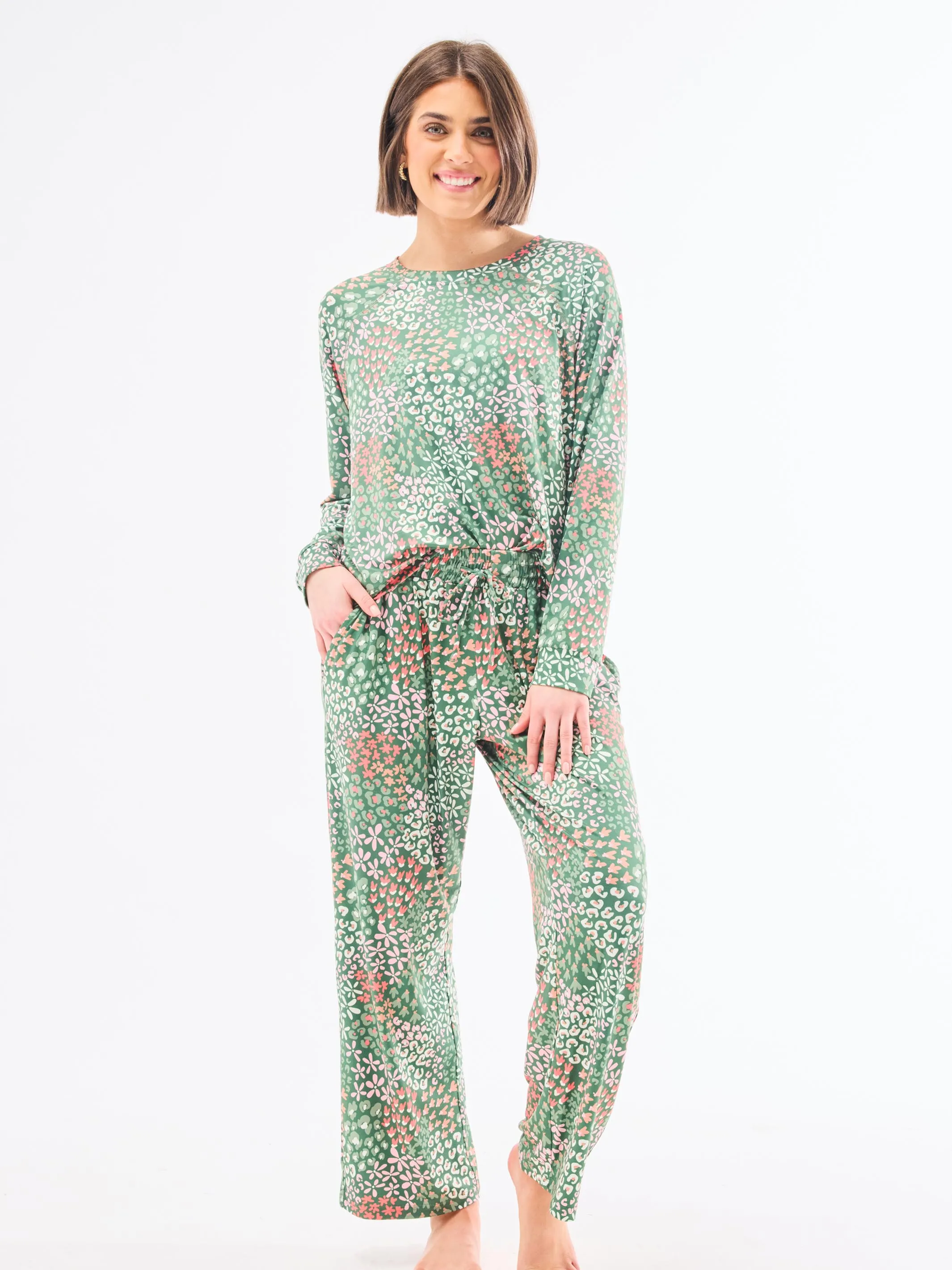 Women's Annie Pants Set | Open Meadows Green sold by Mary Square