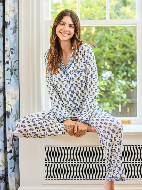 Women's Charlotte Pants Set | Floral Foulard Navy sold by Mary Square