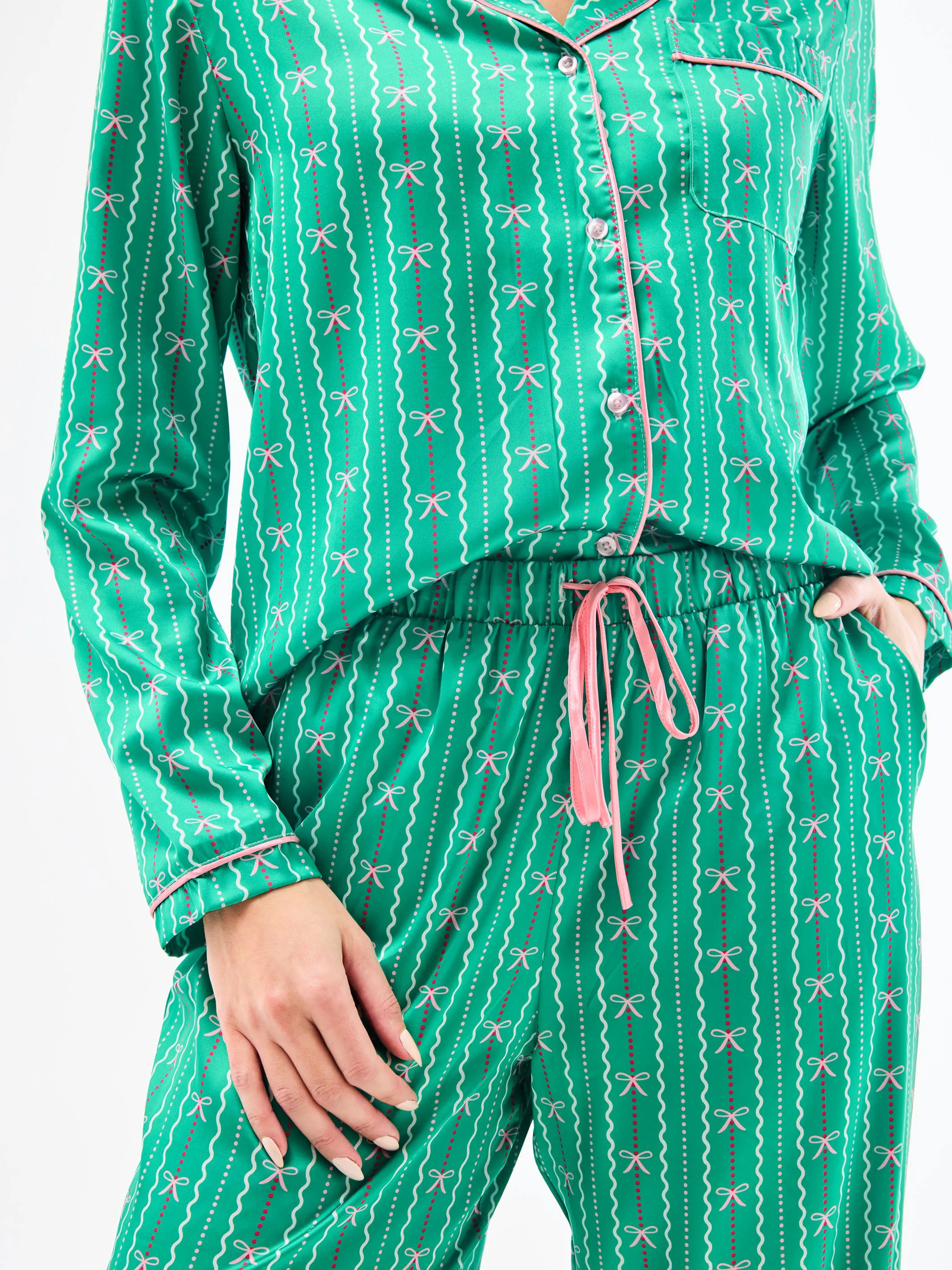 Women's Charlotte Satin Pants Set | In a Bow Green sold by Mary Square product image thumbnail 5