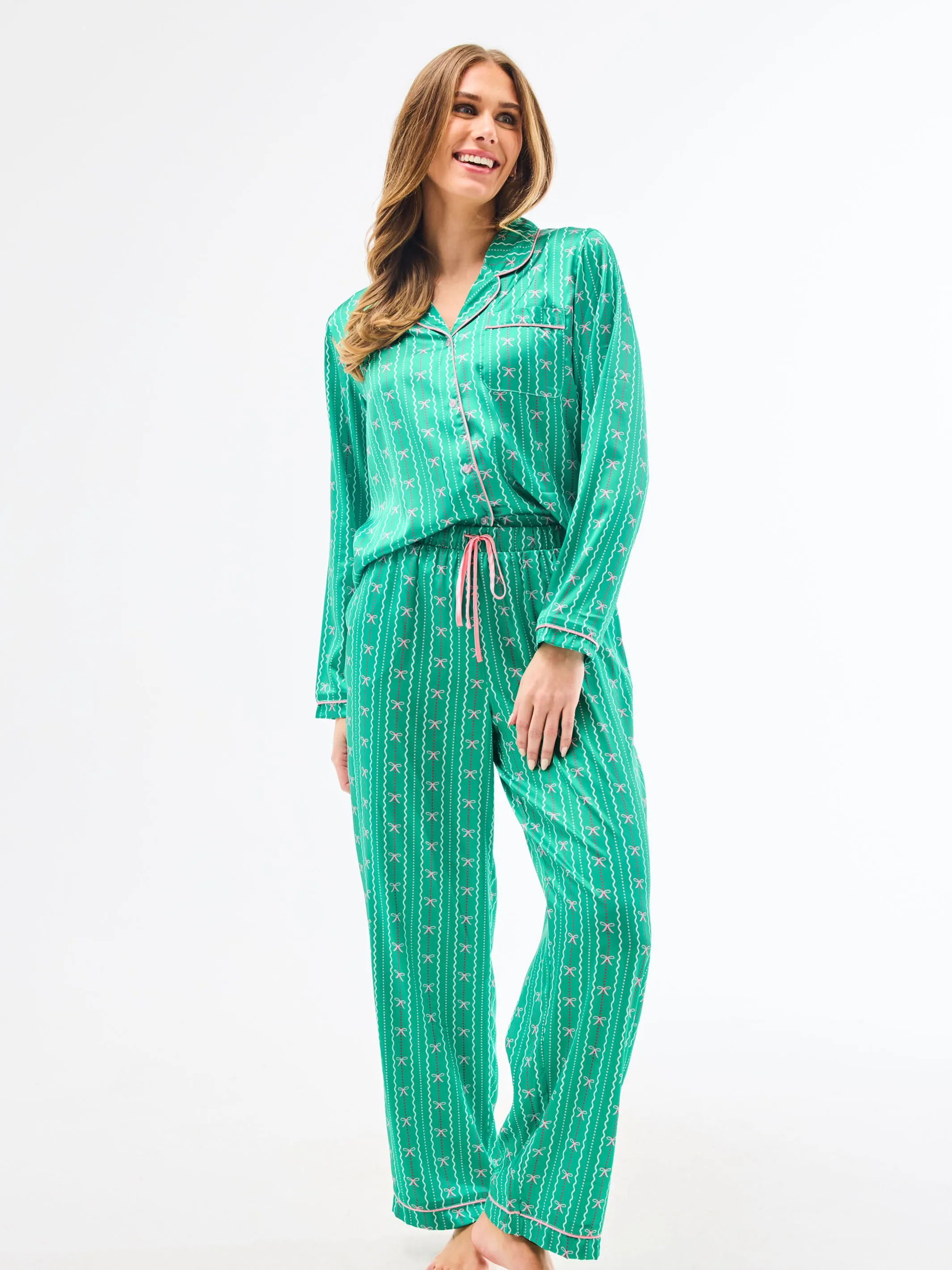 Women's Charlotte Satin Pants Set | In a Bow Green sold by Mary Square product image thumbnail 4