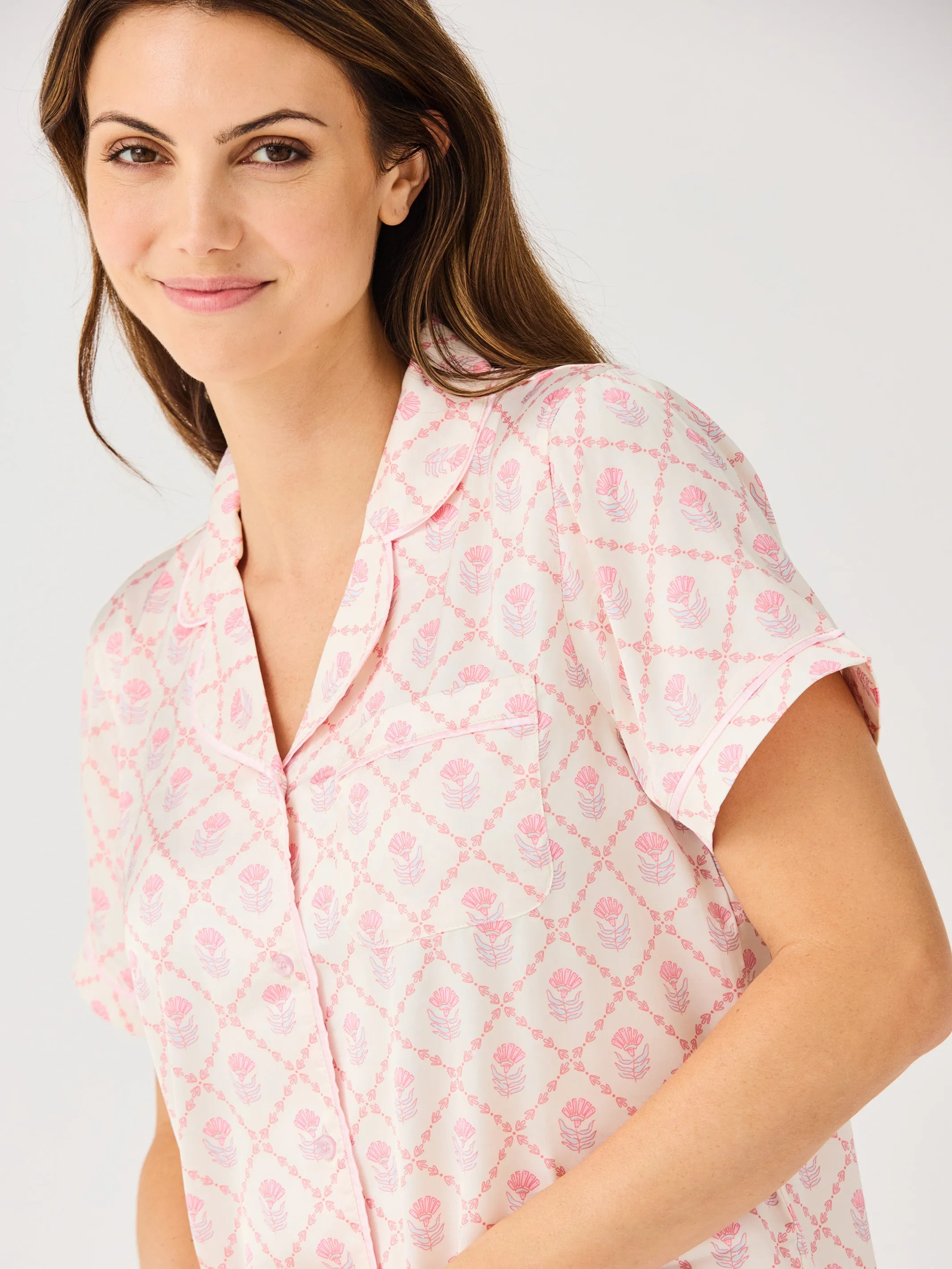 Women's Charlotte Satin Shorts Set | Florette Folly Pink sold by Mary Square product image thumbnail 2