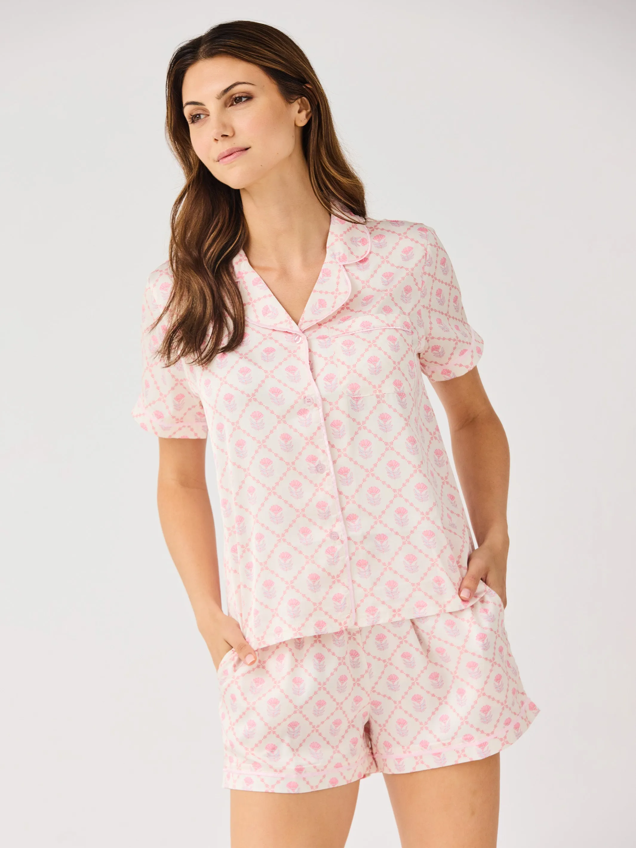 Women's Charlotte Satin Shorts Set | Florette Folly Pink sold by Mary Square product image thumbnail 5