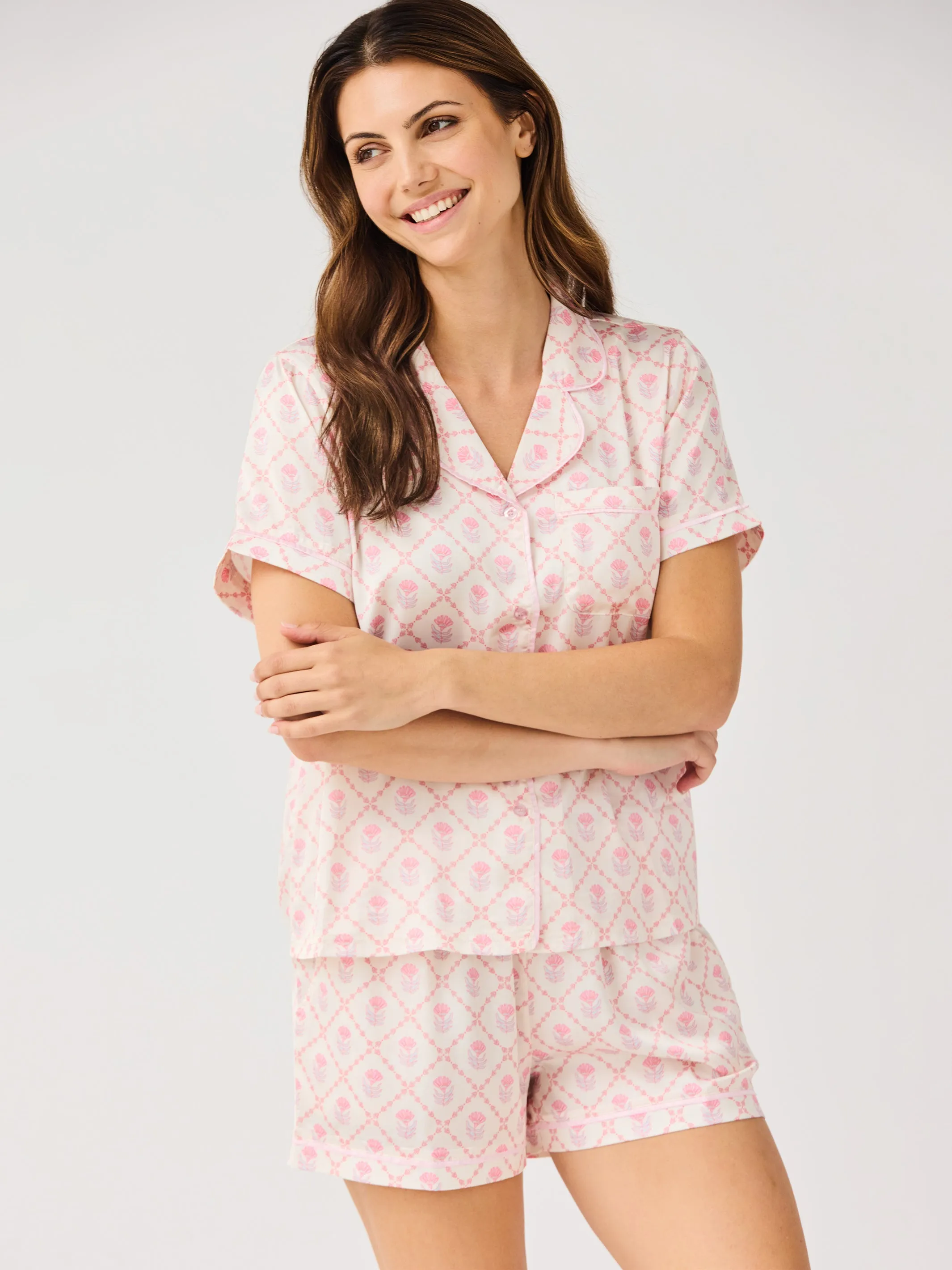 Women's Charlotte Satin Shorts Set | Florette Folly Pink sold by Mary Square product image thumbnail 4