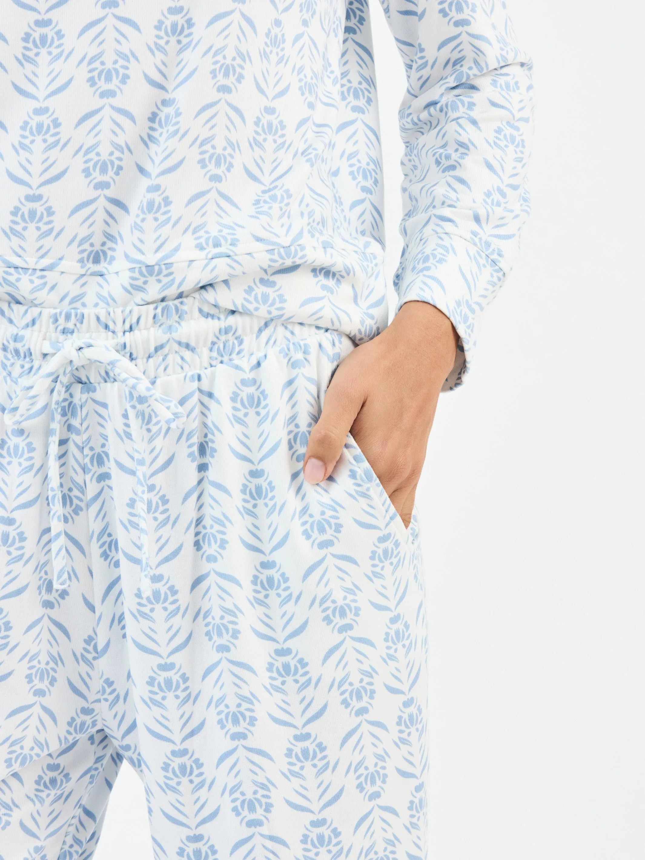 Sophie Jogger Set | Palm Damask Light Blue sold by Mary Square product image thumbnail 4