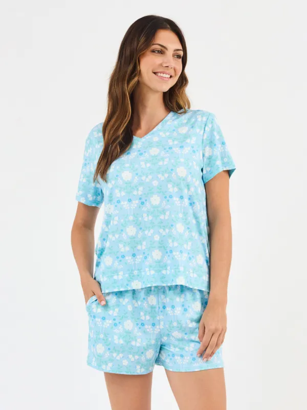Women's Alli Shorts Set | Quiet Blossom Blue made by Mary Square