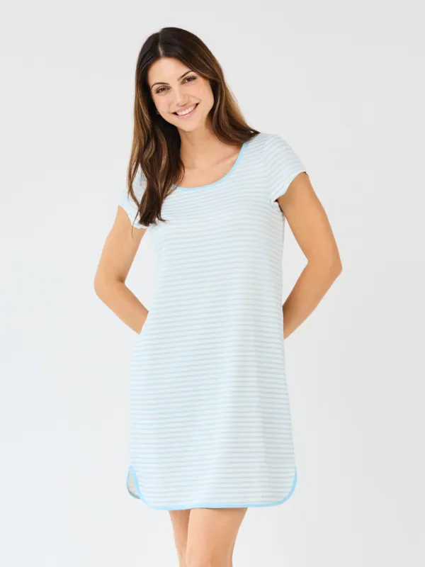 Women's Melody Nightshirt | Blue + White Stripe made by Mary Square