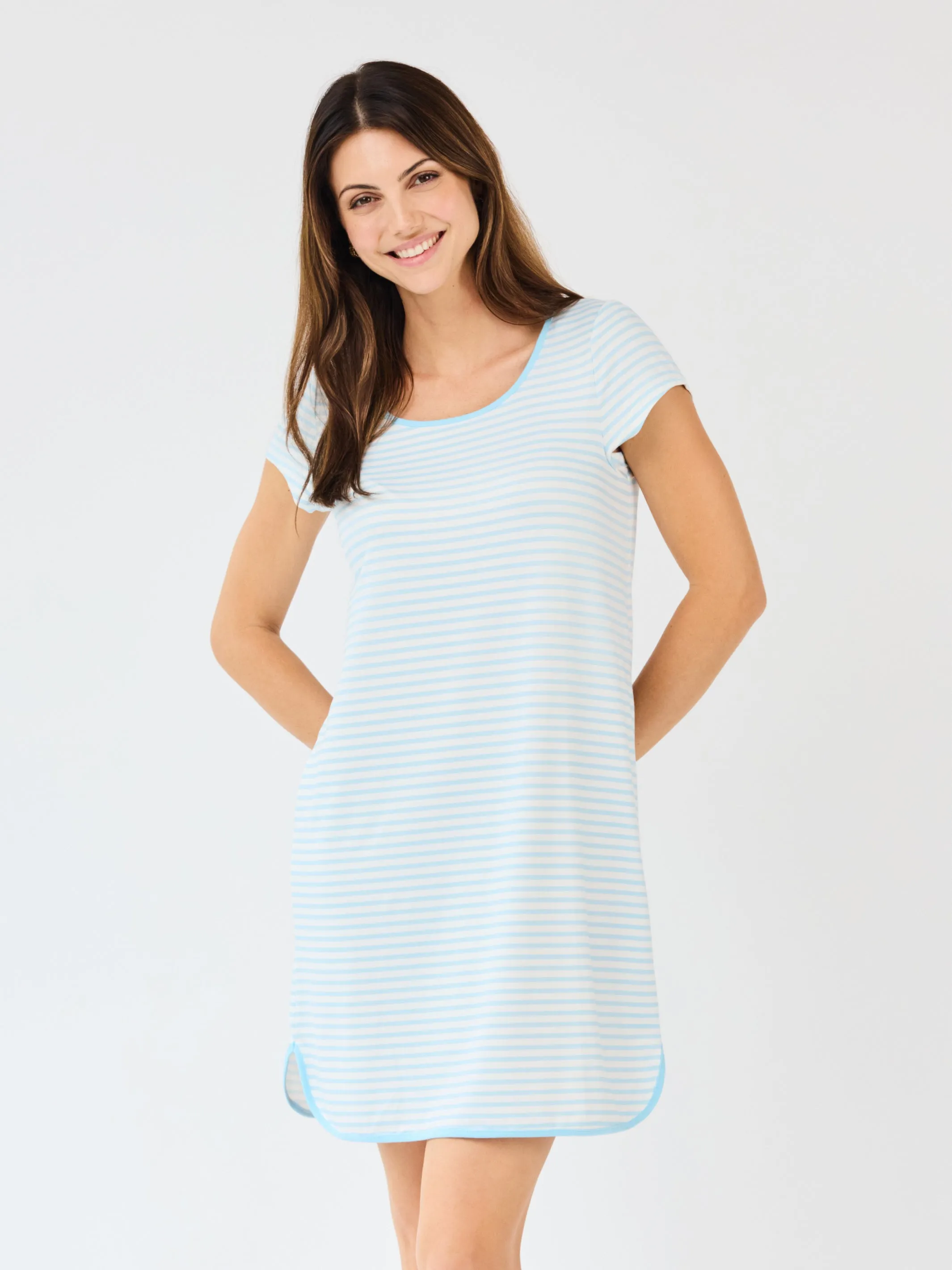 Women's Melody Nightshirt | Blue + White Stripe sold by Mary Square