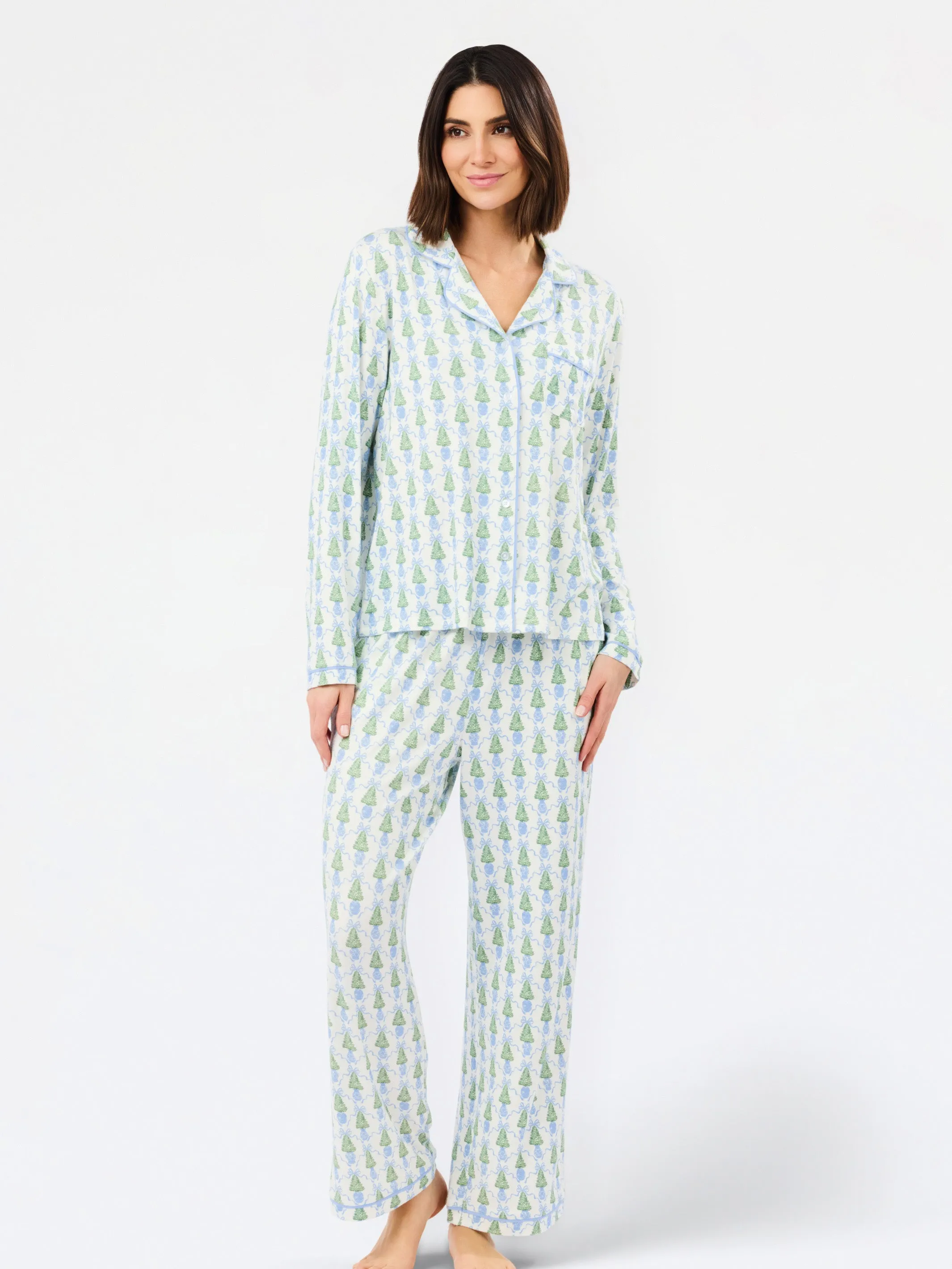 Women's Charlotte Pants Set | Winter Pines Blue sold by Mary Square product image thumbnail 2