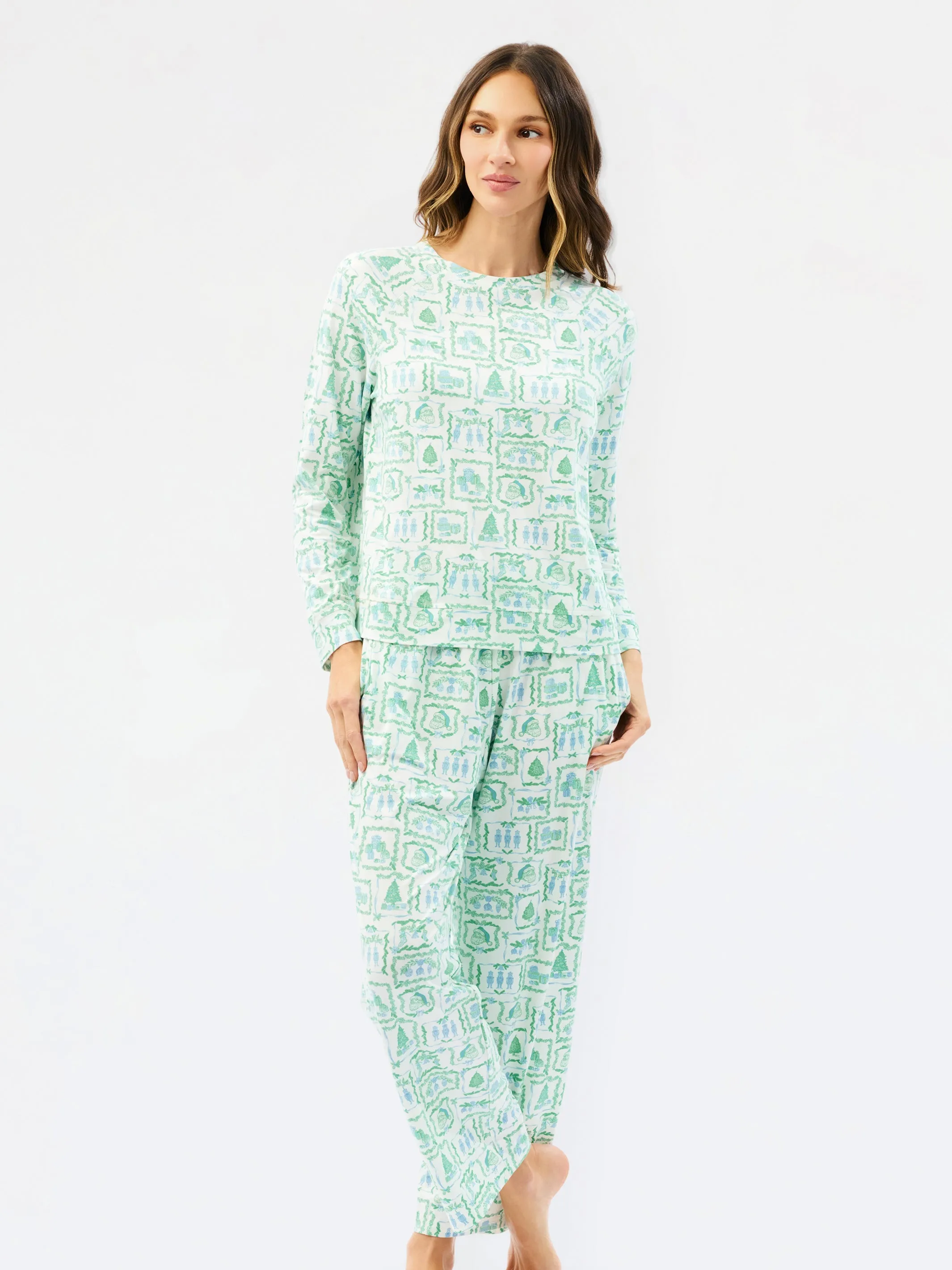 Women's Annie Pants Set | Yuletide Vignettes Blue sold by Mary Square product image thumbnail 5