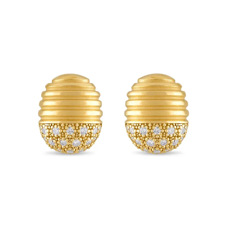 Isla Oval Studs with Diamonds made by Pamela Zamore
