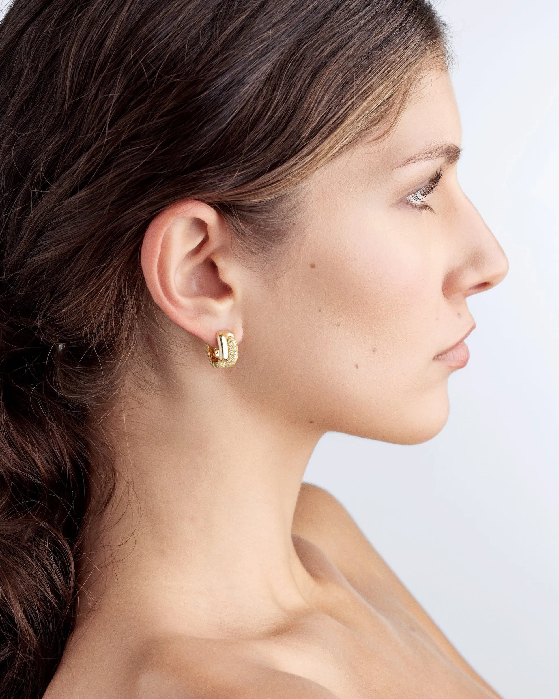 Holos Oval Huggies with Diamonds sold by Pamela Zamore product image thumbnail 2