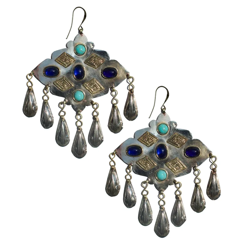 BLUE MURANO & TURQUOISE TEARDROP EARRINGS made by Vertigo