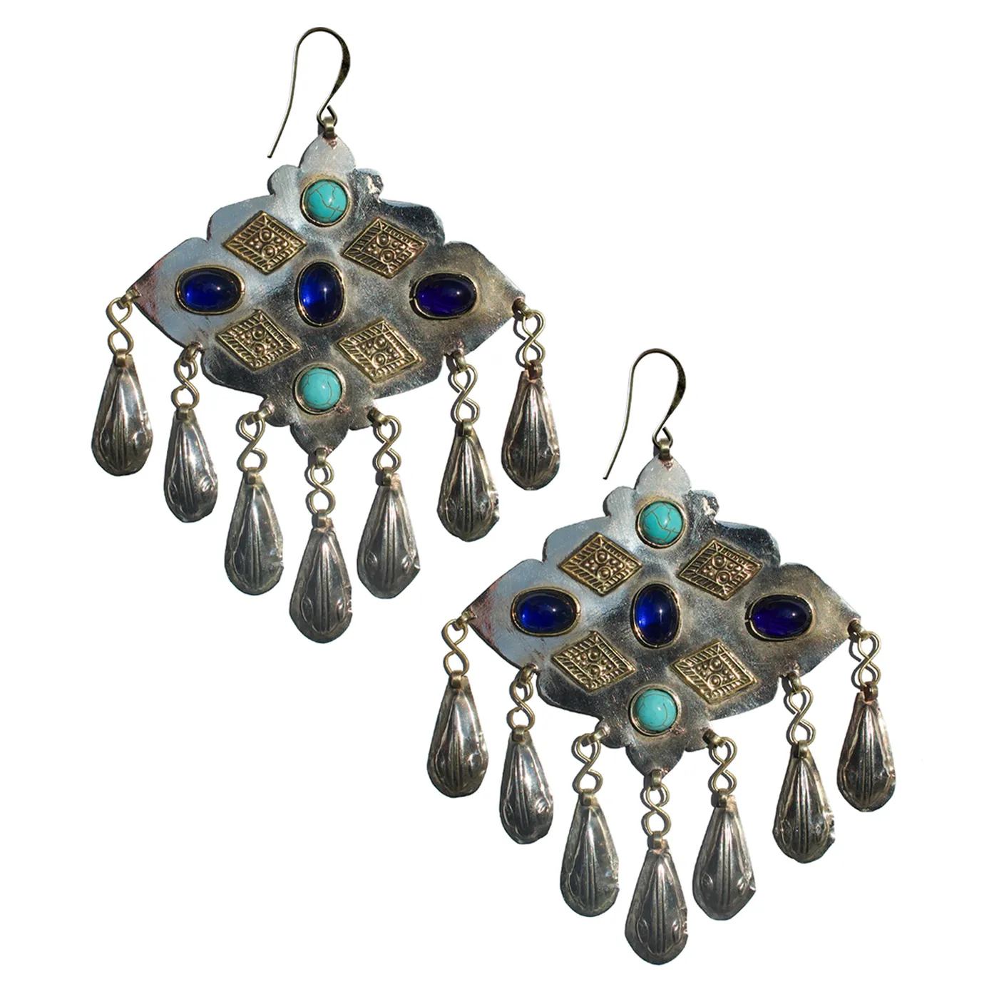 BLUE MURANO & TURQUOISE TEARDROP EARRINGS sold by Vertigo