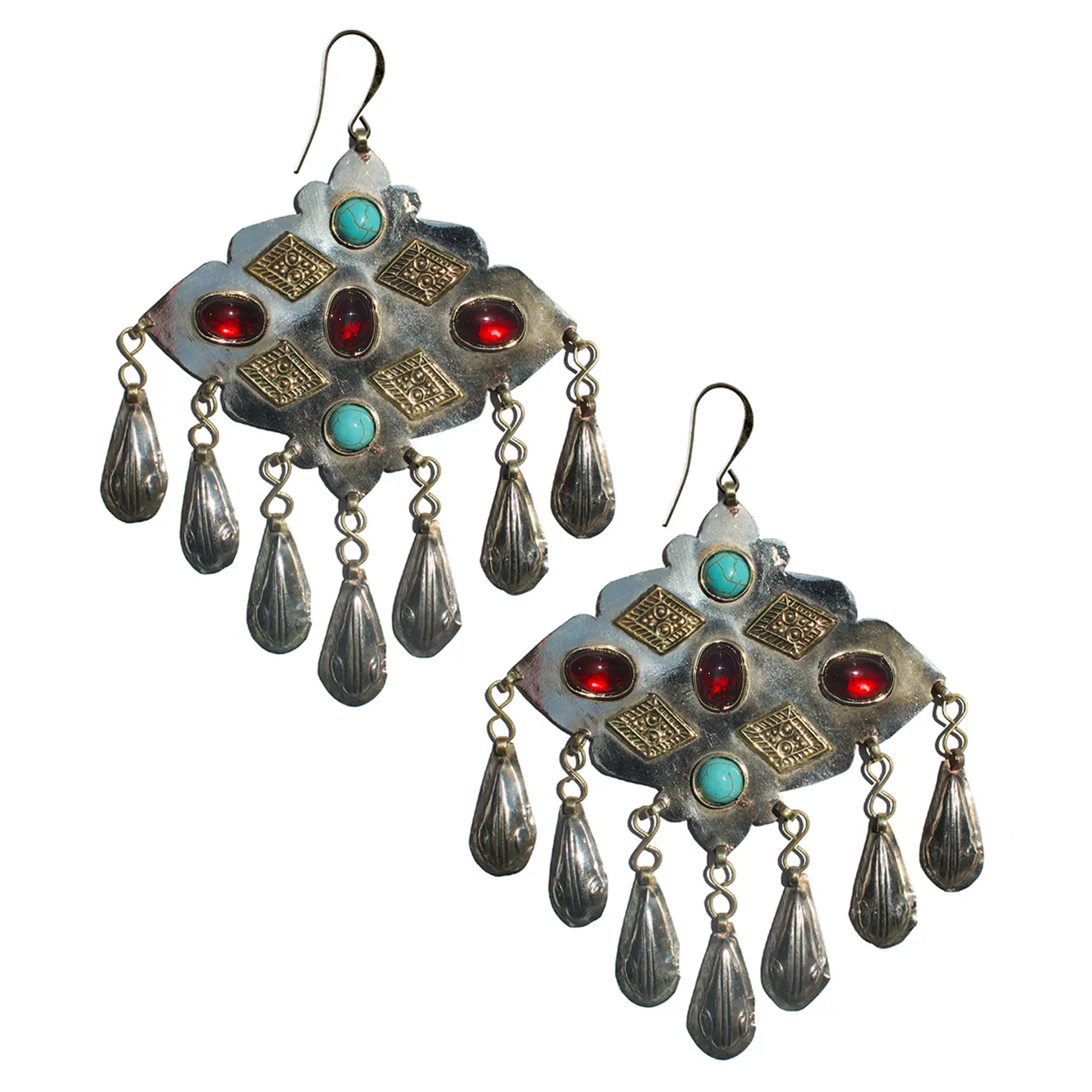 RED MURANO & TURQUOISE TEARDROP EARRINGS sold by Vertigo
