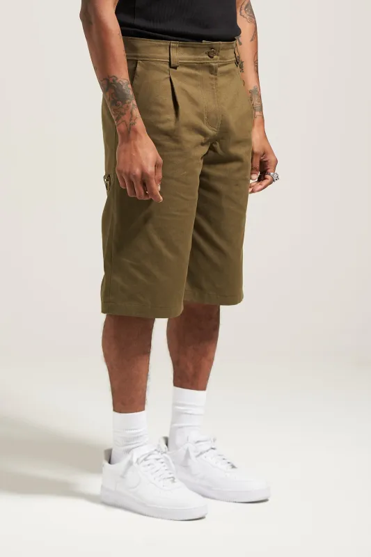 The Olive Pleated Work Short made by Glorydays
