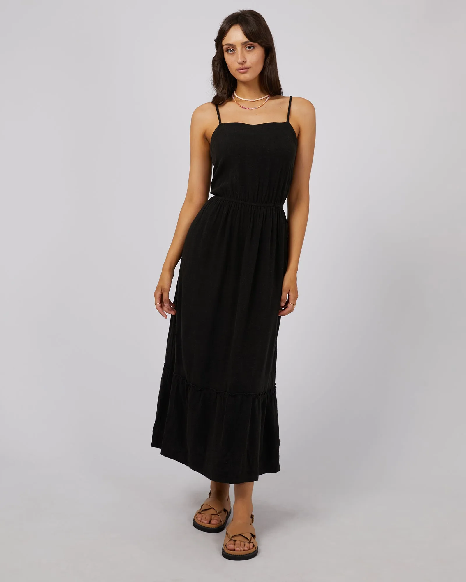Luxe Linen Maxi Dress Black sold by All About Eve