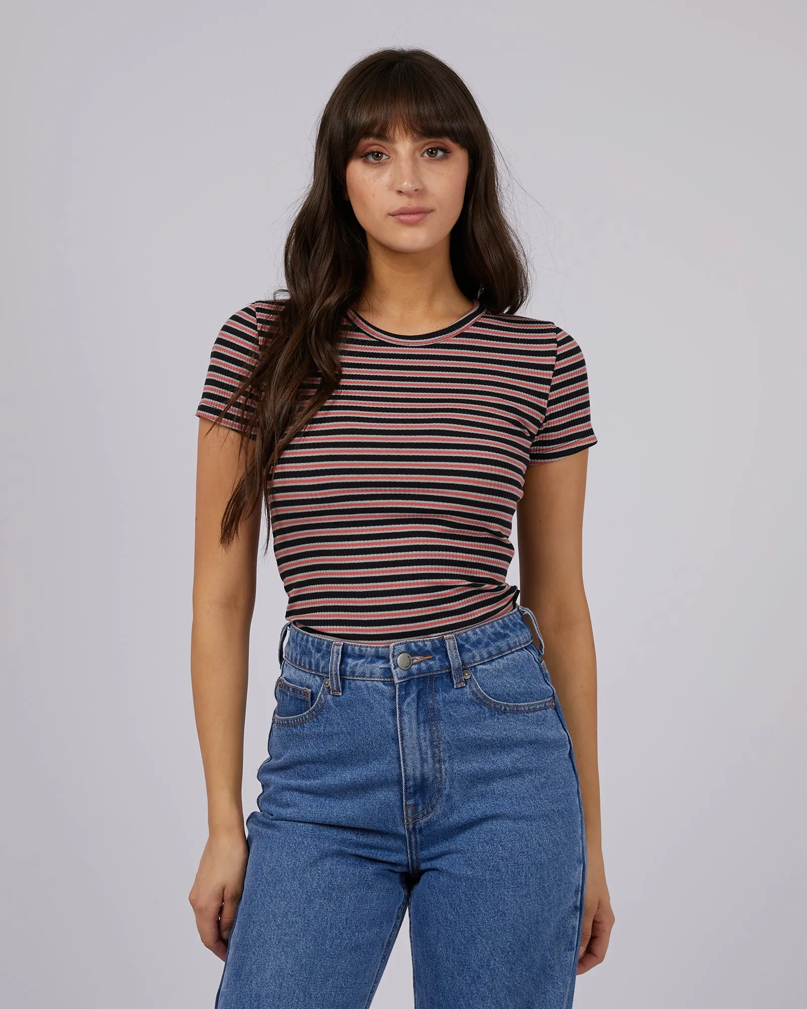 Eve Rib Stripe Tee Black sold by All About Eve