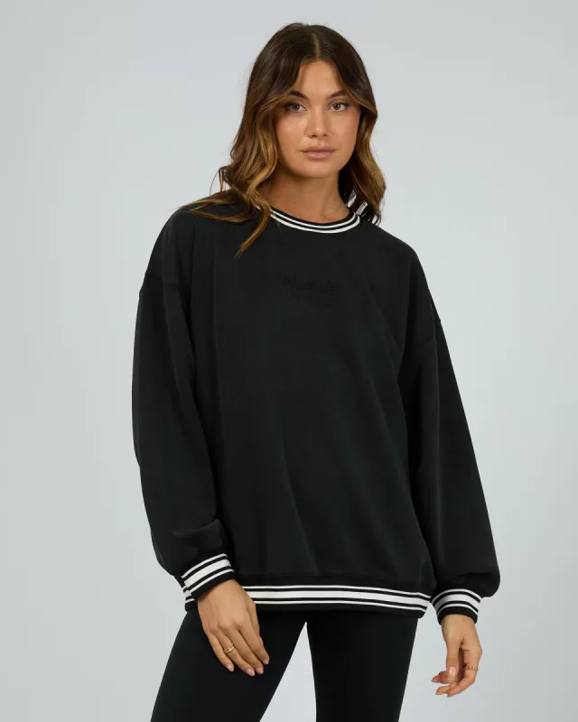 Luxe Active College Crew Sweater Black sold by All About Eve