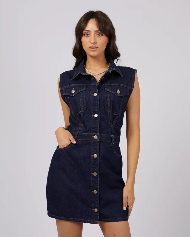 Kennedy Denim Mini Dress Organic Blue sold by All About Eve