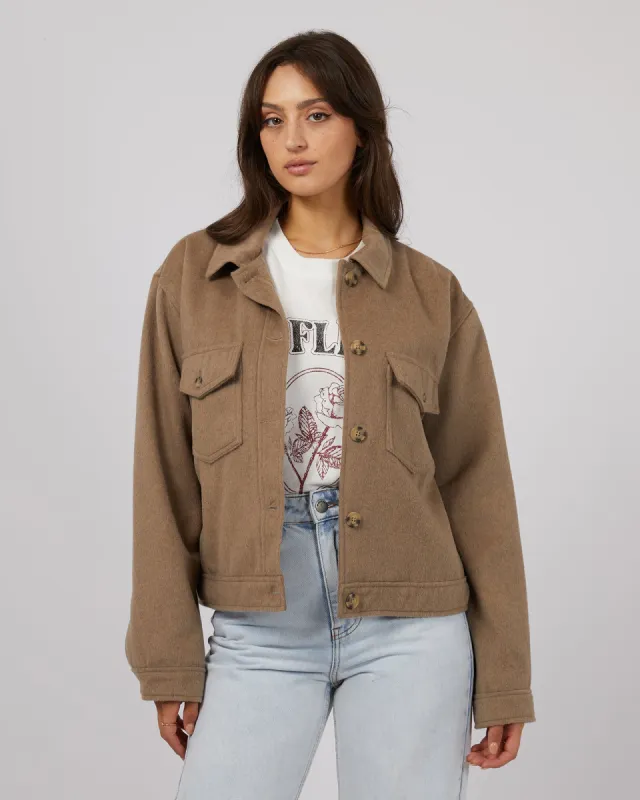 Mahina Cropped Shacket Oatmeal sold by All About Eve