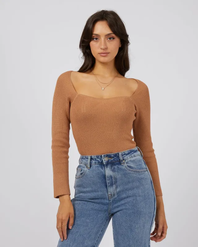 Jessa Knit Top Tan sold by All About Eve