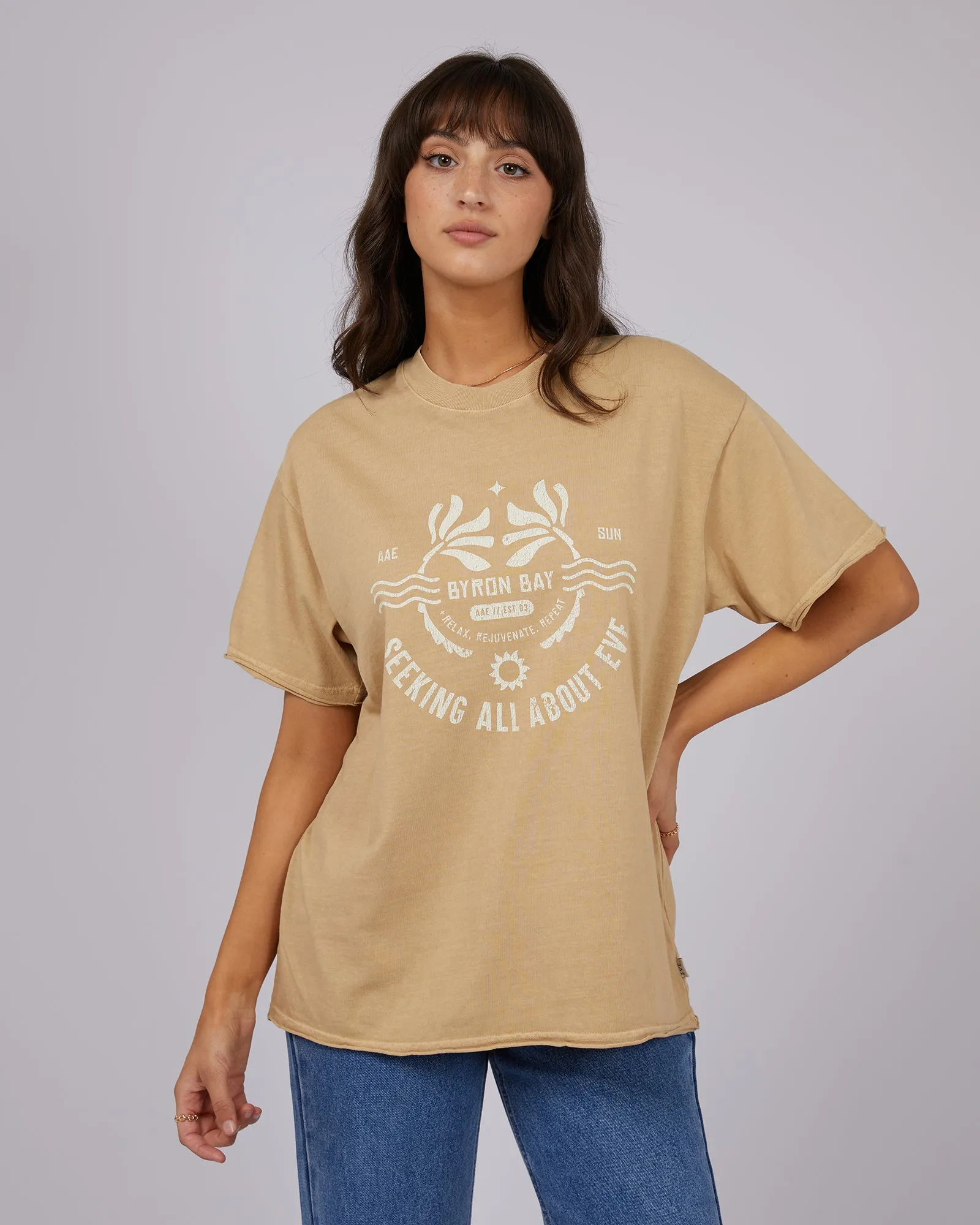 Seeking Oversized Tee Oatmeal sold by All About Eve