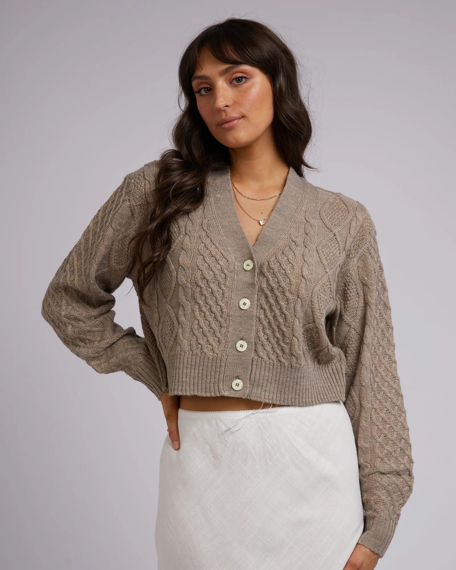 Zepher Knit Cardi Oatmeal sold by All About Eve