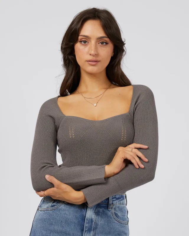 Jessa Knit Top Charcoal sold by All About Eve