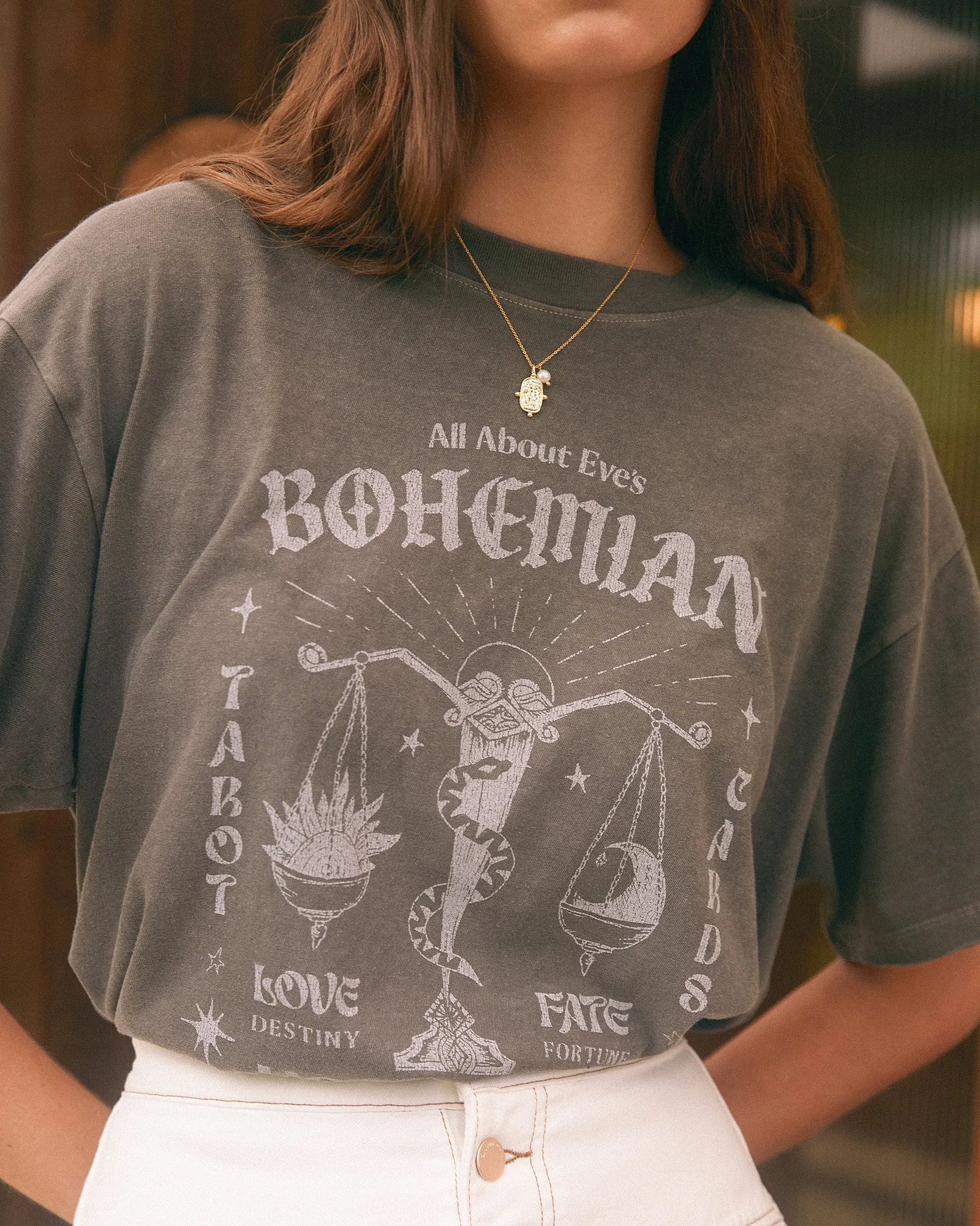 Bohemian Oversized Tee Charcoal sold by All About Eve