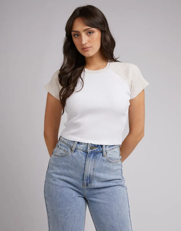 Eve Ringer Rib Tee Oat made by All About Eve