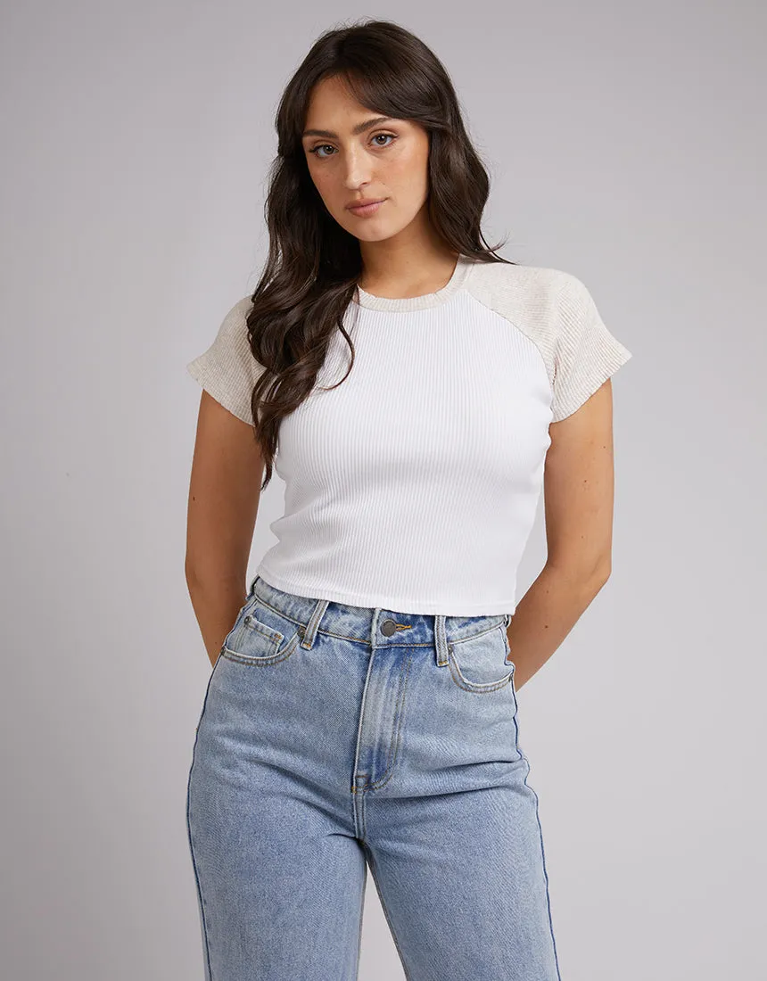 Eve Ringer Rib Tee Oat sold by All About Eve