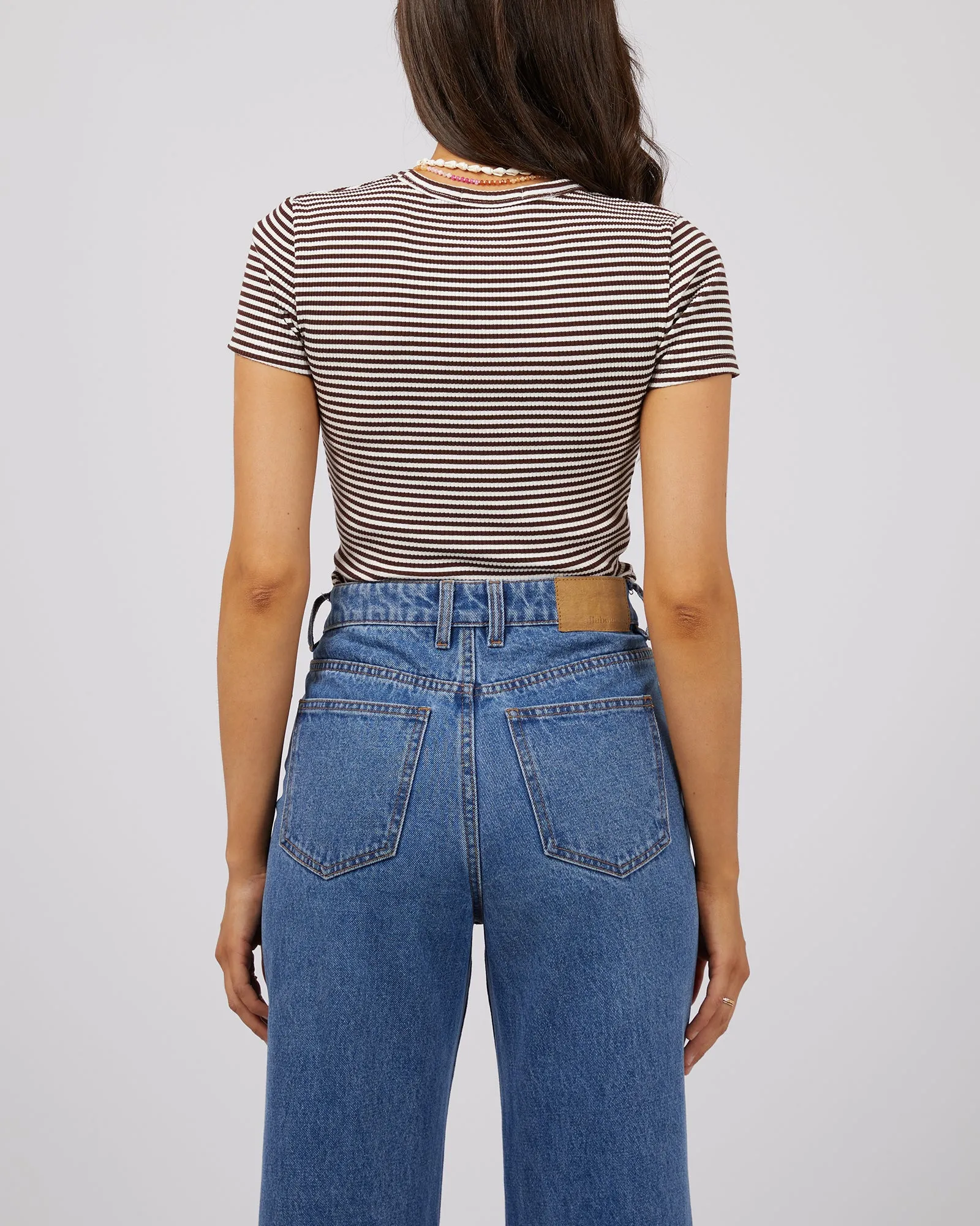 Eve Rib Stripe Tee Brown sold by All About Eve product image thumbnail 3