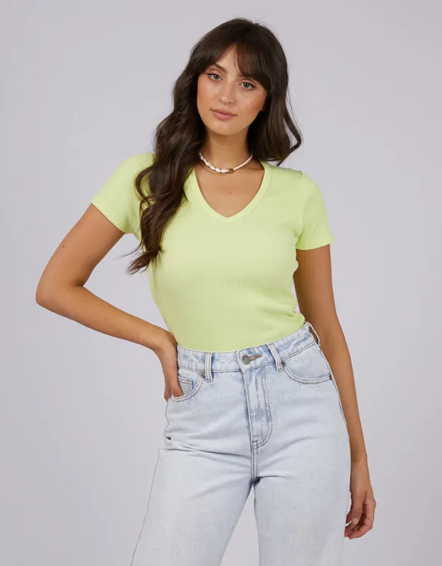 Eve Rib V Neck Tee Green sold by All About Eve