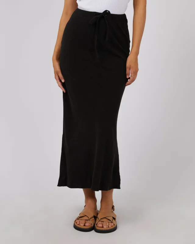 Luxe Linen Maxi Skirt Black sold by All About Eve