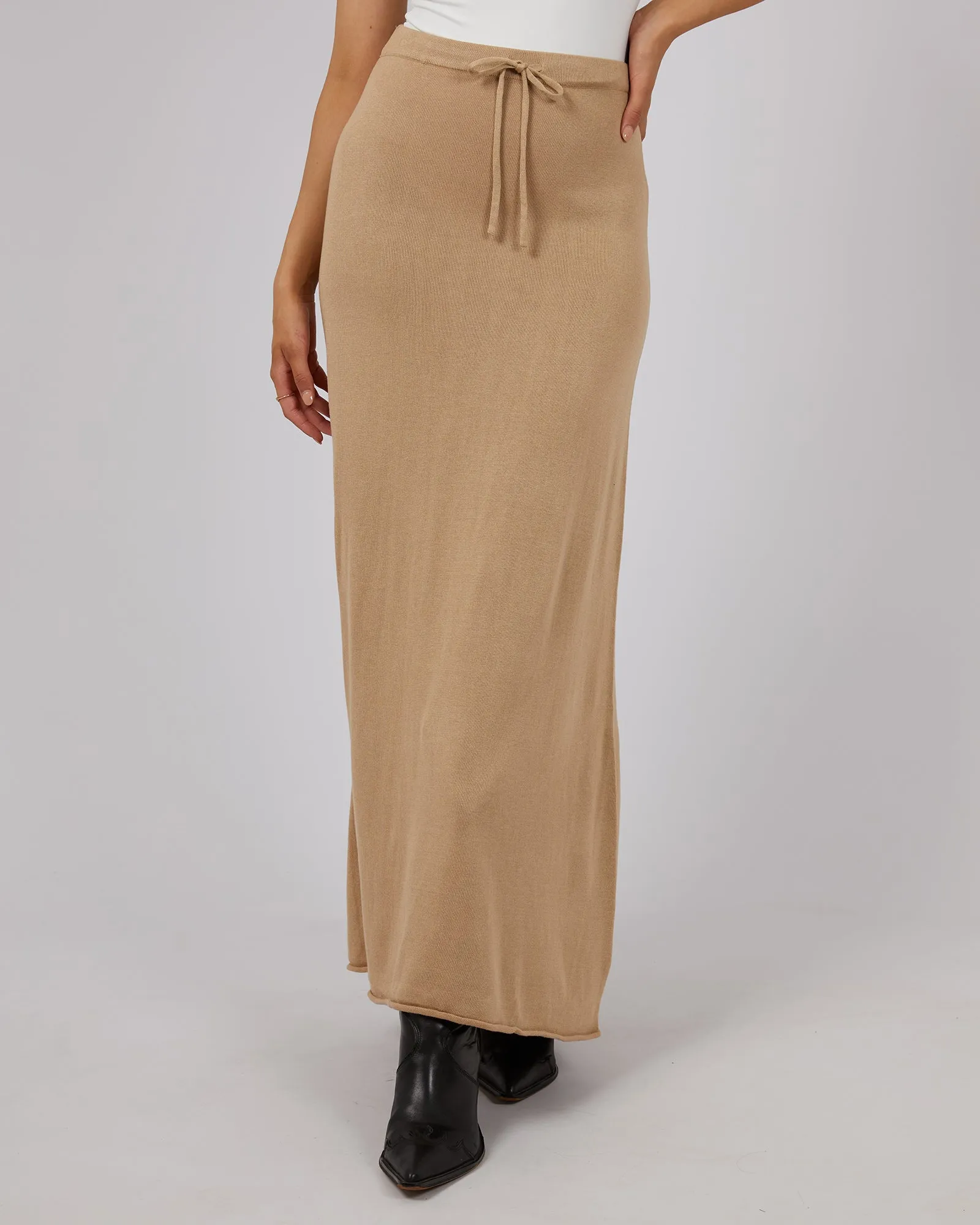 Eve Knit Skirt Oatmeal sold by All About Eve