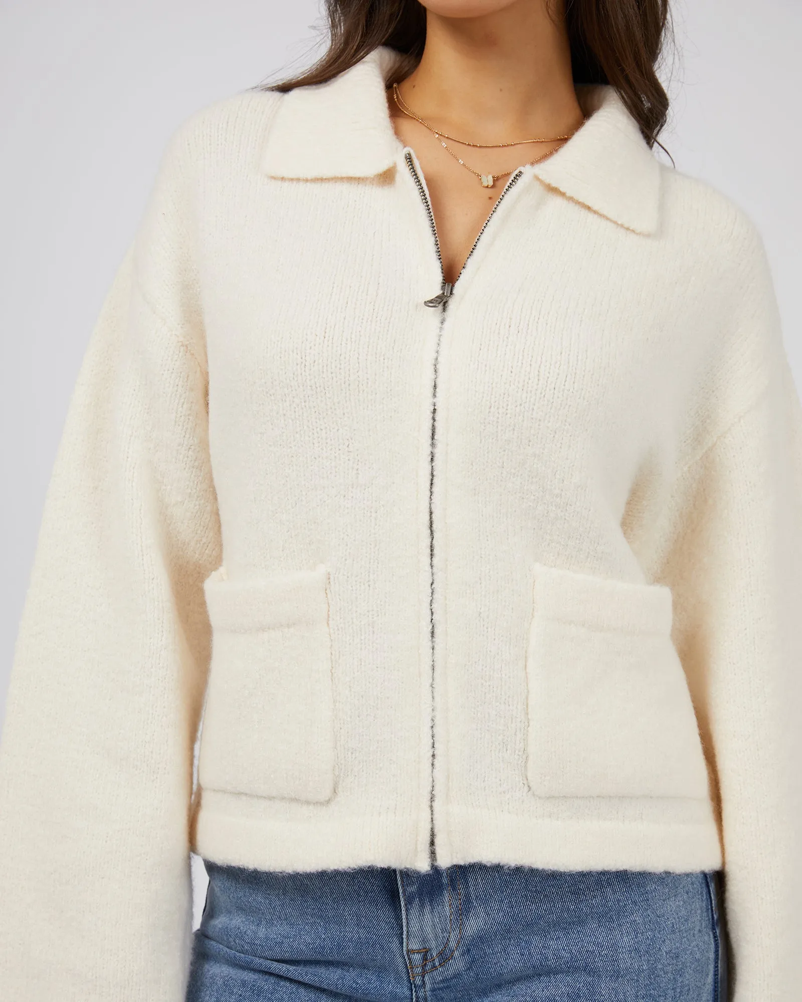 Chloe Knit Zip Through Natural sold by All About Eve product image thumbnail 5