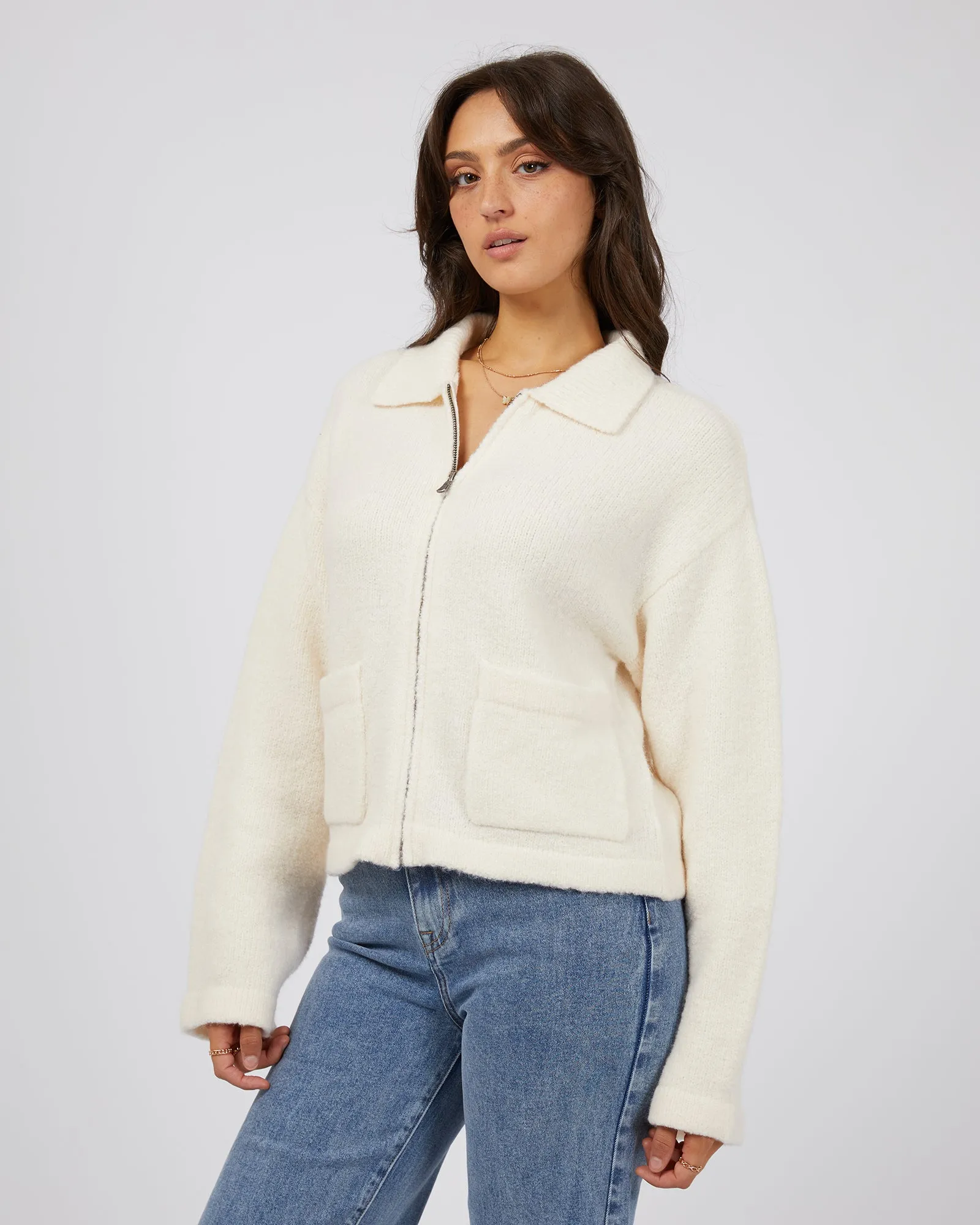 Chloe Knit Zip Through Natural sold by All About Eve product image thumbnail 4