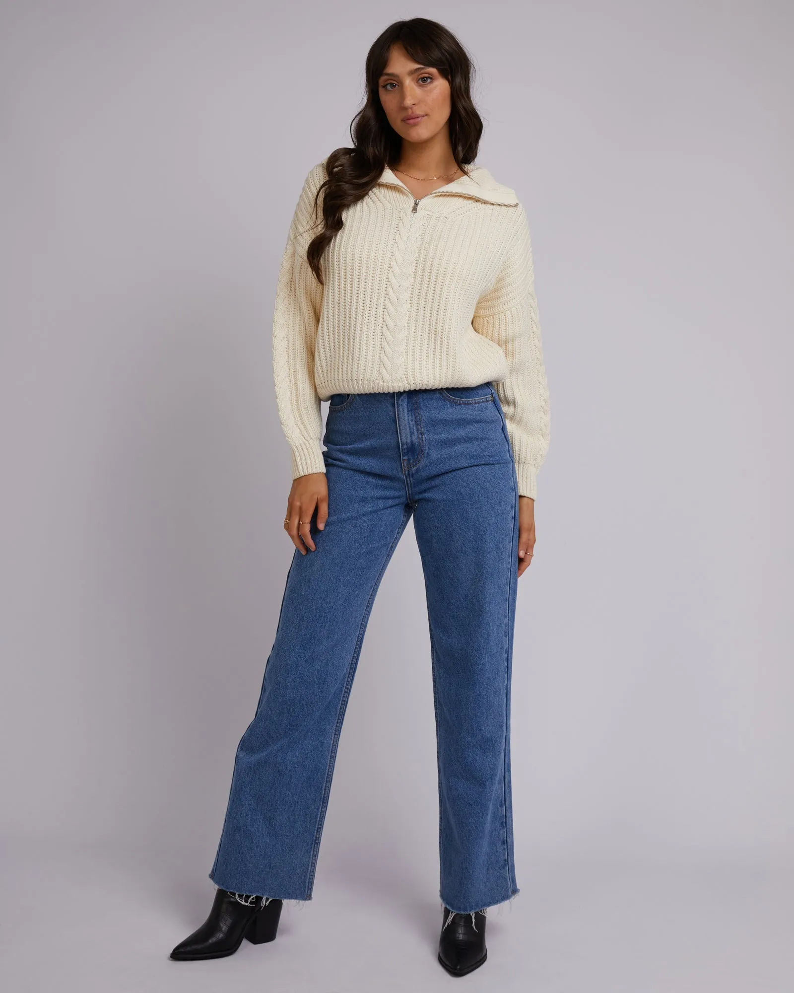 Dahlia 1/4 Zip Knit Vintage White sold by All About Eve product image thumbnail 2