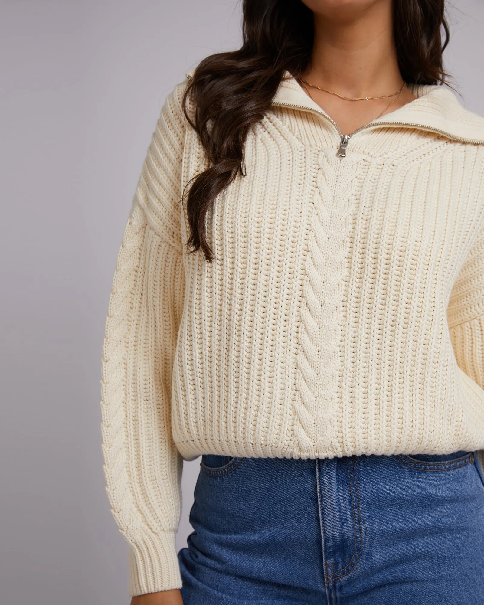 Dahlia 1/4 Zip Knit Vintage White sold by All About Eve product image thumbnail 5