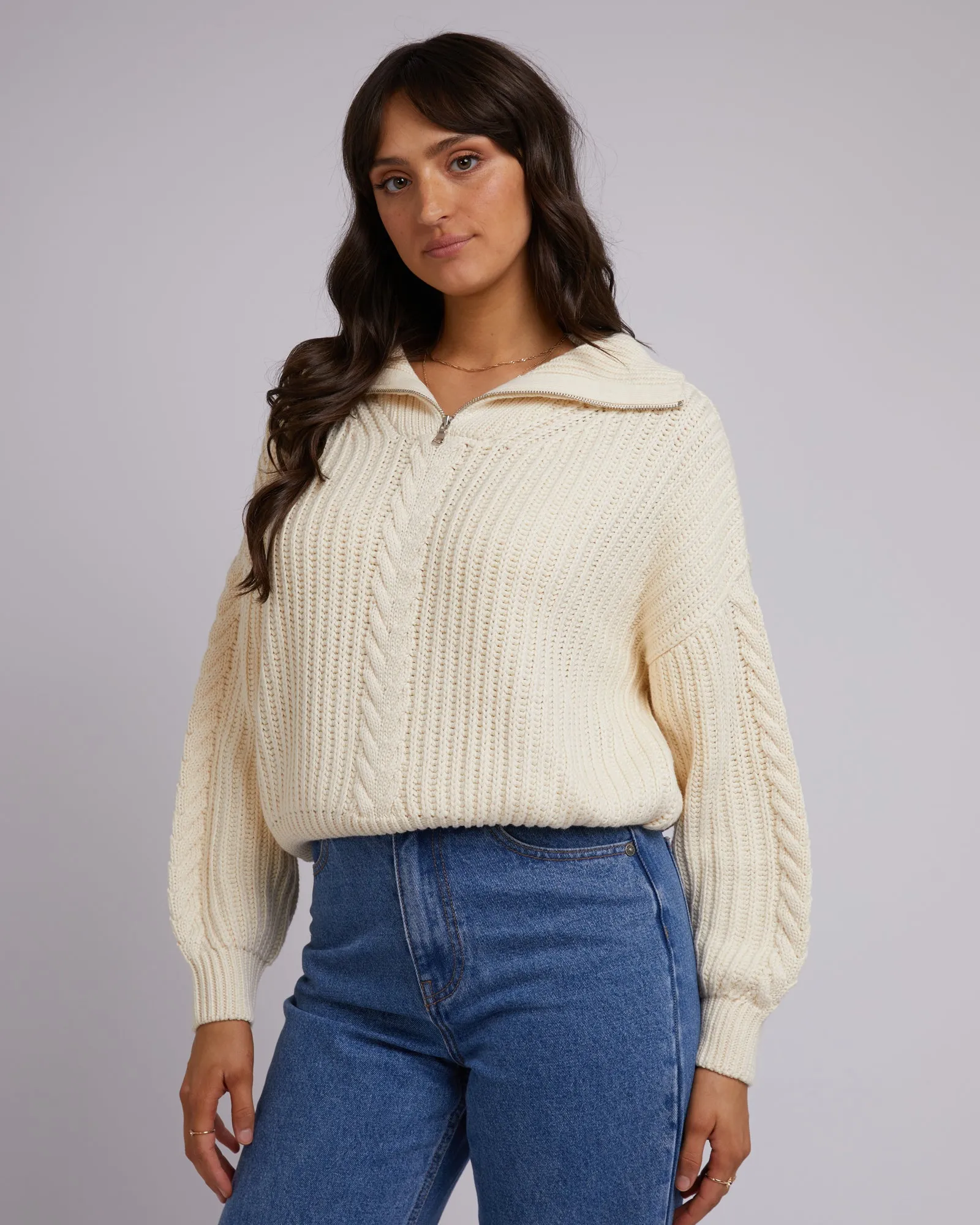 Dahlia 1/4 Zip Knit Vintage White sold by All About Eve product image thumbnail 4