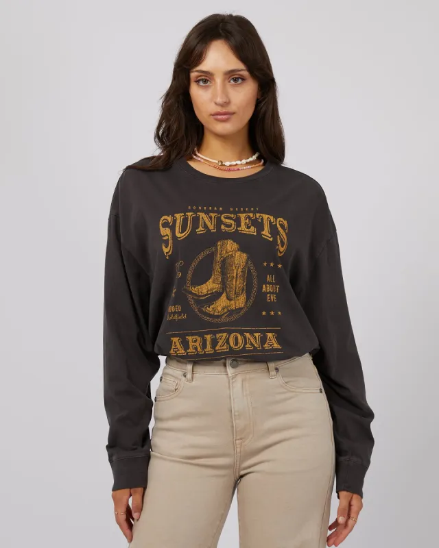 Birdie Long Sleeve Tee Washed Black sold by All About Eve