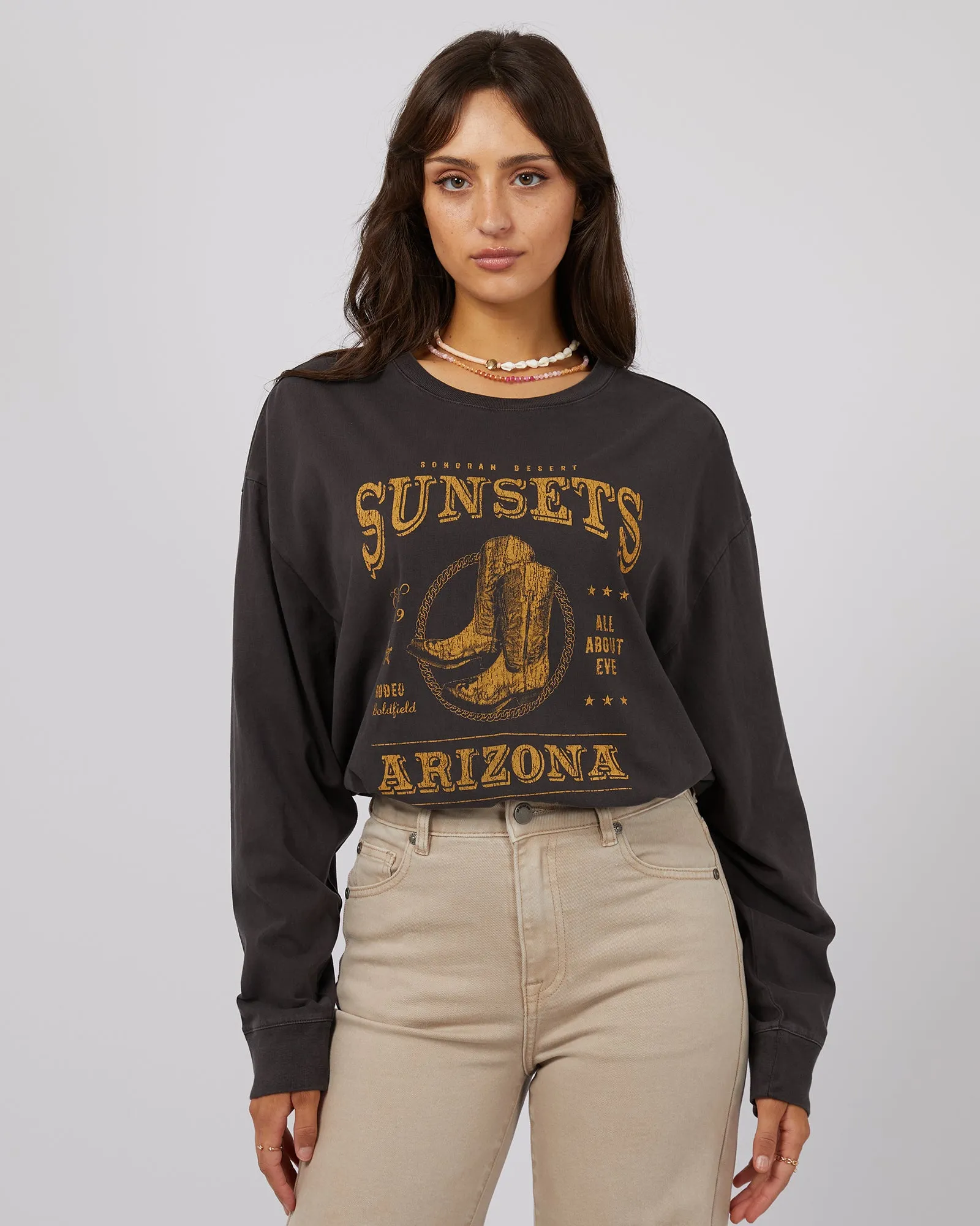 Birdie Long Sleeve Tee Washed Black sold by All About Eve