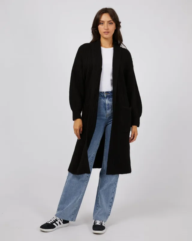 Serena Long Line Cardi Black sold by All About Eve