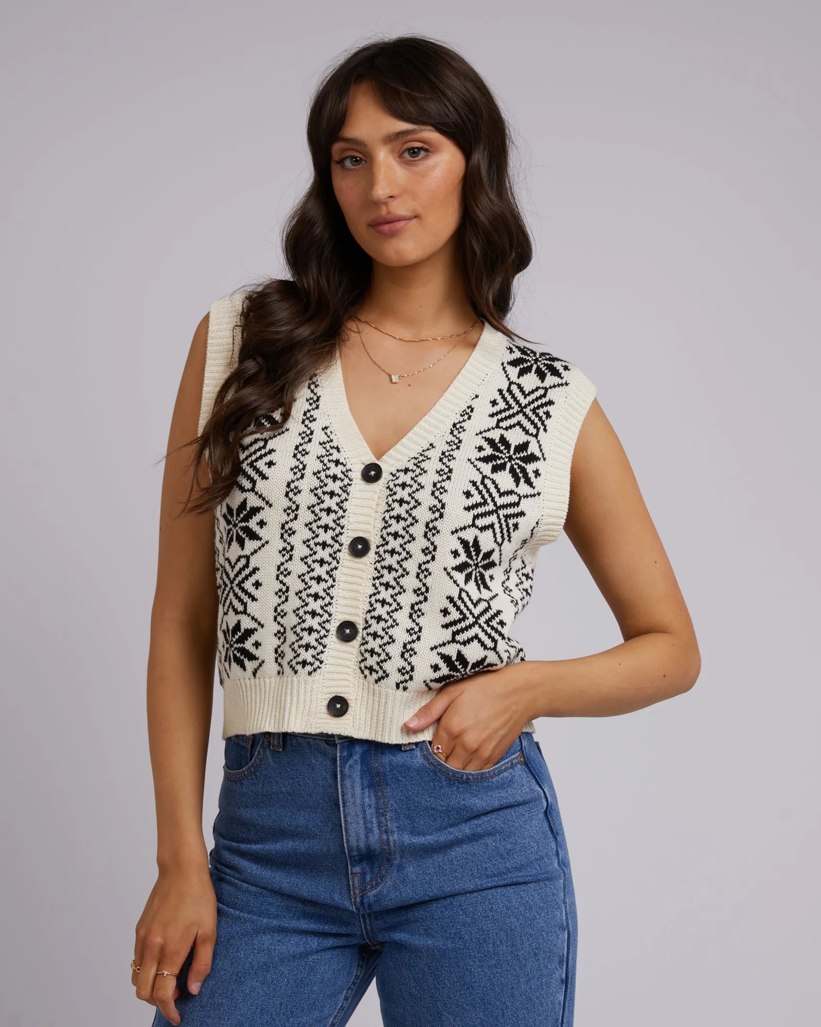 Fleetwood Knit Vest Vintage White sold by All About Eve