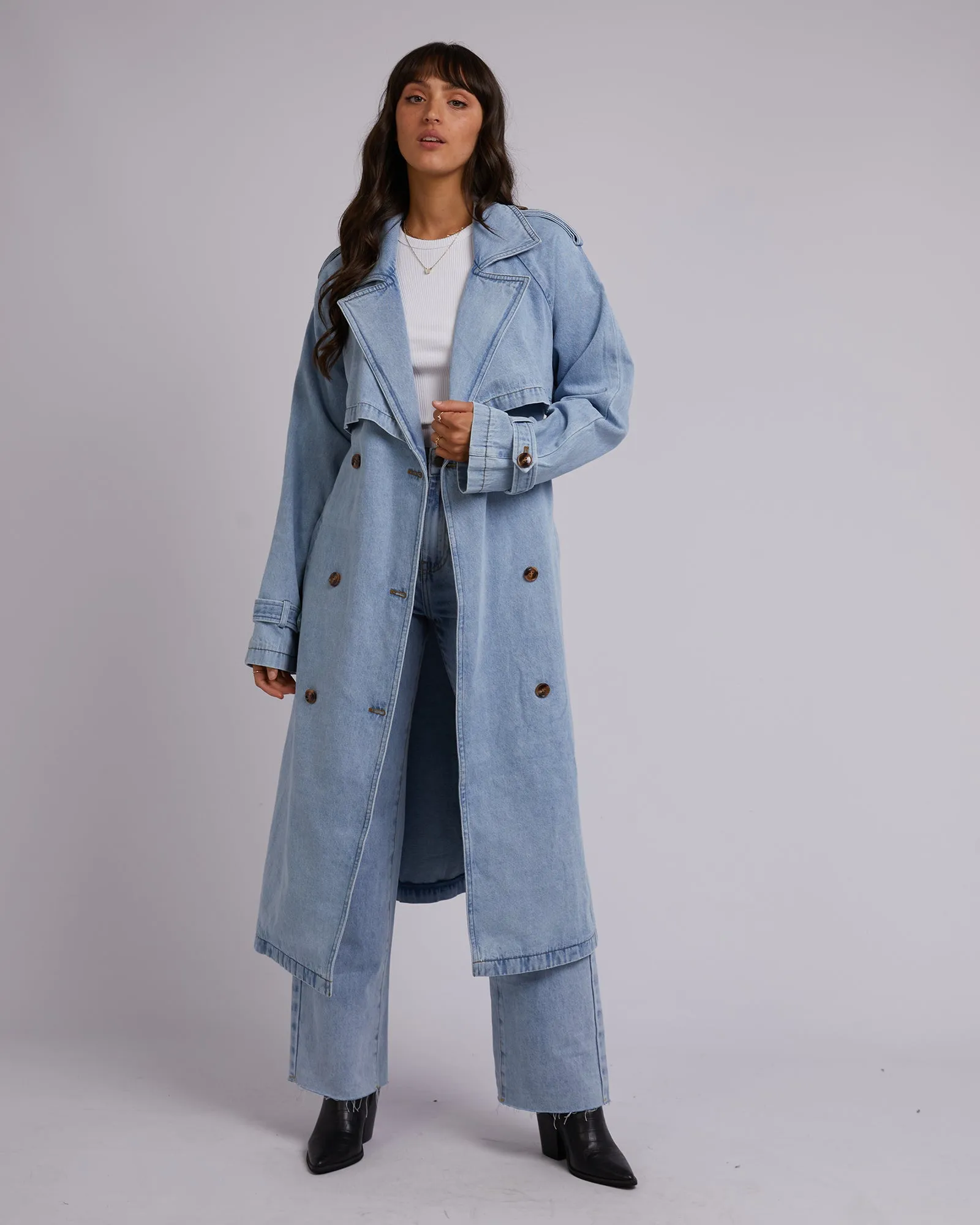 Rio Trench Coat Light Blue sold by All About Eve product image thumbnail 3